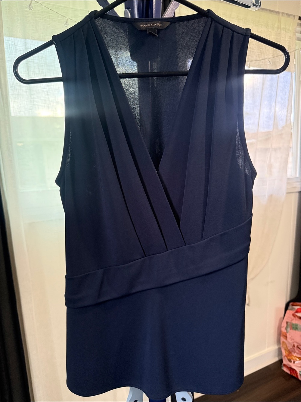 Banana Republic Navy Sleeveless V-Neck Wrap Top